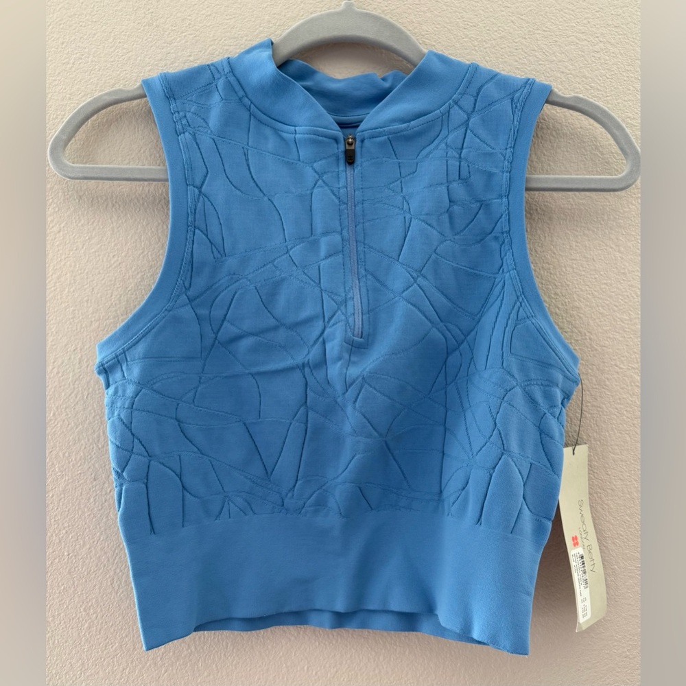 NEW - Sweaty Betty - Motion Jacquard Seamless Crop Tank - Regatta Blue